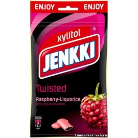 Jenkki Enjoy Twisted Raspberry - Licorice - Finnish - Xylitol - Chewing Gum - Bag 100g