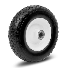 MaxxHaul 50502 - Neumático de repuesto de poliuretano sólido sin plano de 1 pulgada con orificio de 1 pulgada con cubeta central, se adapta solo a eje/eje de 25 mm de diámetro, perfecto para remolque