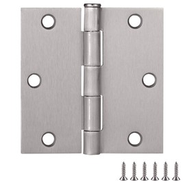 Design House 181487 Square Steel Door Hinge Door Hardware Door Hinges for Interior Doors, 3.5" x 3.5", Satin Nickel, 10-Pack