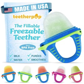 Tetherpop - Mordedor para leche materna, purés, agua, batidos, jugo y más (BlueLime)