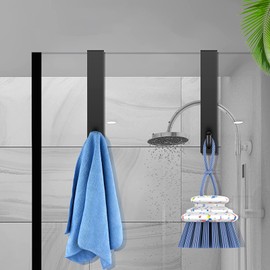 Cimown Pack of 2 Door Hooks for Shower Screen - Shower Hooks - Hooks for Shower Wall No Drilling - Hooks for Shower Screen, Door Hooks for Frameless Glass Shower Doors in the Bathroom (17.8 cm)