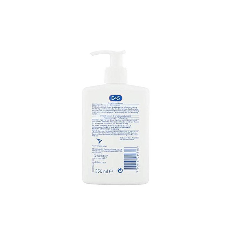 E45 Dermatological Emollient Wash Cream, 250 ml (Pack Of 2)
