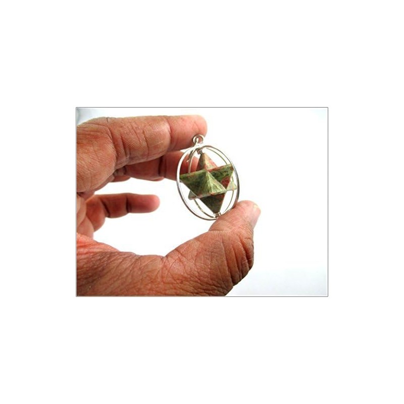 Jet International Energized Unakite Spinning Star Merkaba Pendant 1 Inch