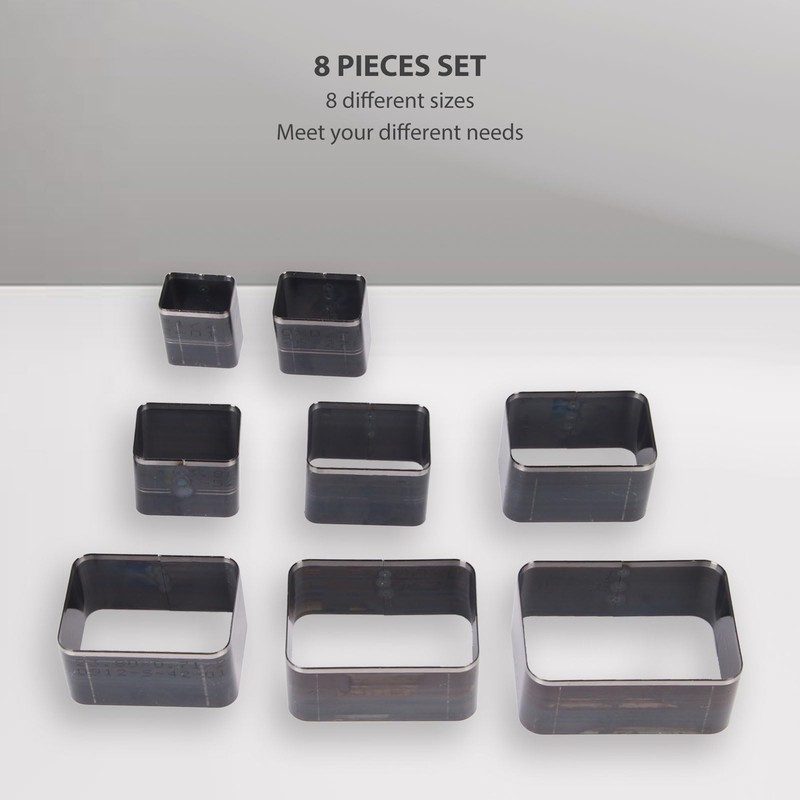 8-Piece Leather Punch Tool Set, Rectangular Shapes, Hollow Punching Tool,
