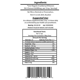 Virgin Extracts (TM) Pure Premium Organic Cranberry Powder Extract 36:1 Concentrate (36 x Stronger For People & Pets) 8oz (227 Grams .08 Per Gram)
