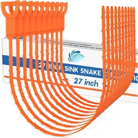 10 Pack 27 inch Long Drain Clog Remover, Drain Snake Clog Remover Tool Drain Cleaner Hair Clog Remover Sink Snake Drain Hair Catcher for Shower Kitchen Sink Bathroom Tub Sewer - Color: Sink Snake_12pcs
