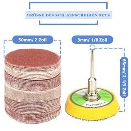 Mesee Pack of 60 Sanding Discs Pad Kit, 50 mm (2 Inch) Sandpaper Velcro, with 3 mm Shaft Sanding Discs Pad Kit, Polishing Pad Adapter for Drill Sanders, Rotary Tools, 100/240/600/800/1000/2000 Grit