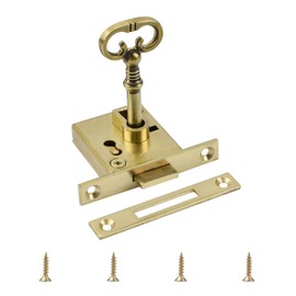 UFURMATE Vintage Gold Cabinet Lock Set With Key - Retro Desk Drawer Spring Lock, Decorative Antique Brass for Wardrobe, Cupboard, Wooden Boxes