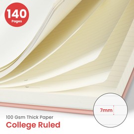 Taja Lined Spiral Journal Notebook for Women & Men, 140 Pages, College Ruled Hardcover Notebook for Work & Note Taking, Journals for Writing, A5(5.7" x 7.9") - Pink