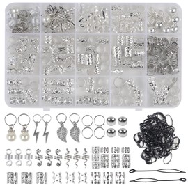 Pack of 217 Silver Viking Dreadlocks Jewellery, Nordic Hair Beads, Braids Jewellery with Jewellery Box Accessories, for Women and Men Braids