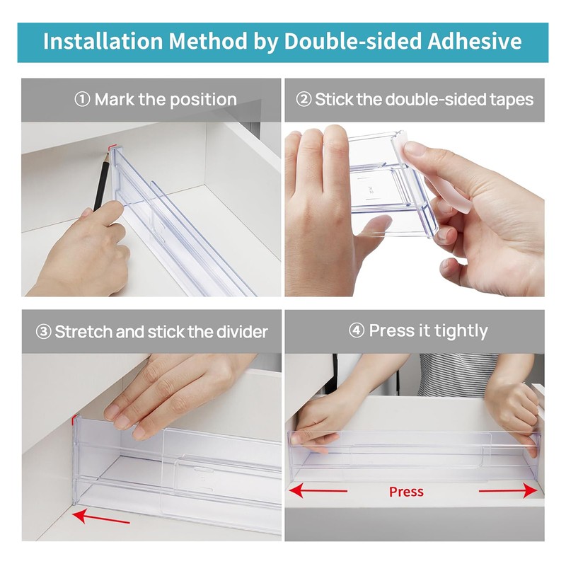 Adjustable Clear Drawer Dividers for Clothing and Utensils – Expandable
