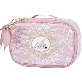Marimocraft mofusand0026 Makeup Pouch, Large Capacity, Partition Custom with Ribbon Charm, Lace, Accessory Case, Women's, Work, School, Travel, Adults, Students, Children, Cute, Character Goods, Pink