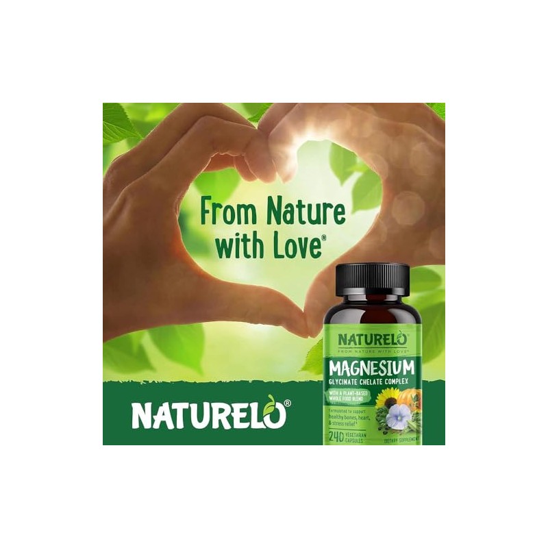 NATURELO Magnesium Glycinate Complex | 240 Capsules | 8 Months
