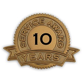 PinMart 10 Years of Service Award Lapel Pin