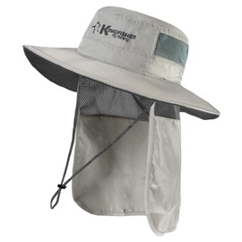 Kingfisher Boonie Hat with Flap - UPF 50+ Sun Protection, Adjustable Wide Brim Hat for Fishing and Hiking, Tan, One Size