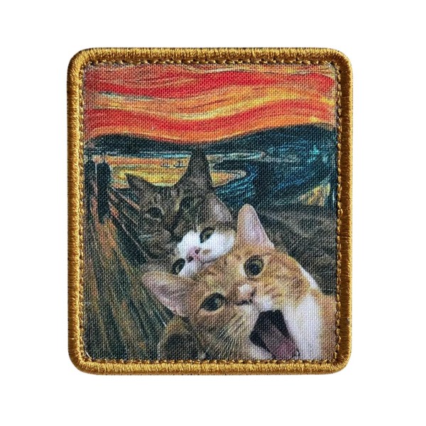 Oil Painting Cat Tactical Patch Cute Cats Print Hook&Loop Patches