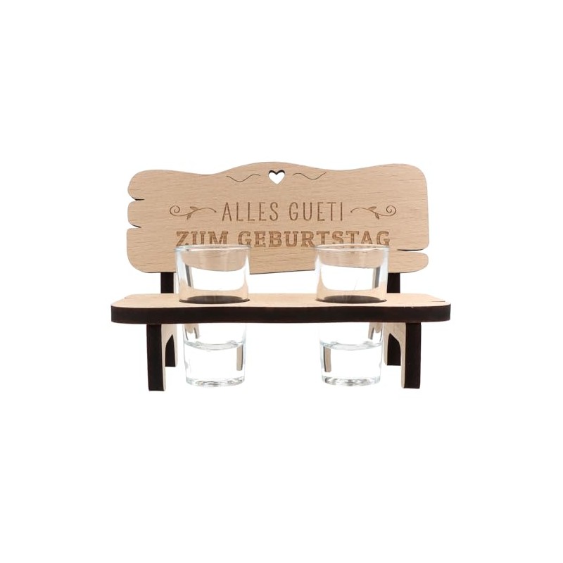 Spruchreif Shot Bench with 2 Glasses Gift for Birthday Funny