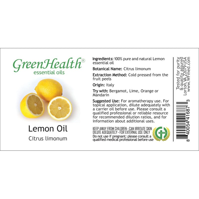 GreenHealth Lemon 100% Pure Essential Oil - 1oz (30ml)