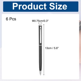 PATIKIL Slim Metallic Ballpoint Pens, 6 Pack Black Ink, 1mm Medium Point Pens, Retractable Lightweight Smooth Writing with Metal Clip for Business Office Wedding Guest Book Black