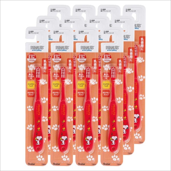 SKATER TB5S-A Toothbrush, Set of 12, For Children 3-5 Years, Soft, Snoopy, 5.5 inches (14 cm)