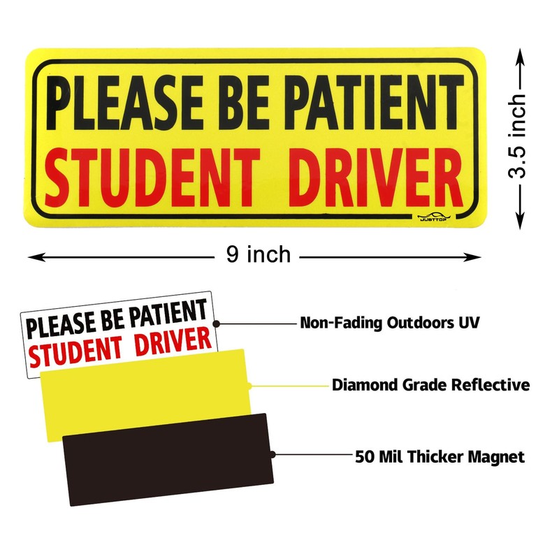 JUSTTOP 3pcs Student Driver Magnet for Car, Please Be Patient