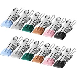 12 Pack Stainless Steel Clothes Pegs with Hooks, Windproof Colored Clothes Pegs, Heavy Duty Clothes Pegs, Outdoor Clothes Pegs for Clothesline, Chip Bag, Food Towel, Socks