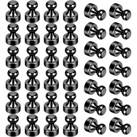 GOOZADA 50Pack Fridge Magnets,Black Refrigerator Magnets,Small Magnets for Whiteboard,Strong Fridge Magnets Adults,Push Pin Magnets for Kitchen, Office, Classroom, Locker