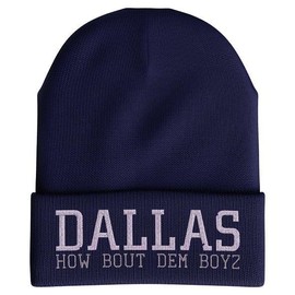 Printbox Originals How Bout Dem Boyz Beanie Hat, Embroidered Dallas Football Hat for Men & Women, Dallas Gifts Navy Blue