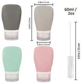 TACYKIBD 4Pcs Squeeze Salad Dressing Bottles, Leakproof Mini Sauce Condiment Bottles and Dressing to Go for Lunch, Portable Salad Dressing Container with 2Pcs Cleaning Brush (2OZ, 60ML)