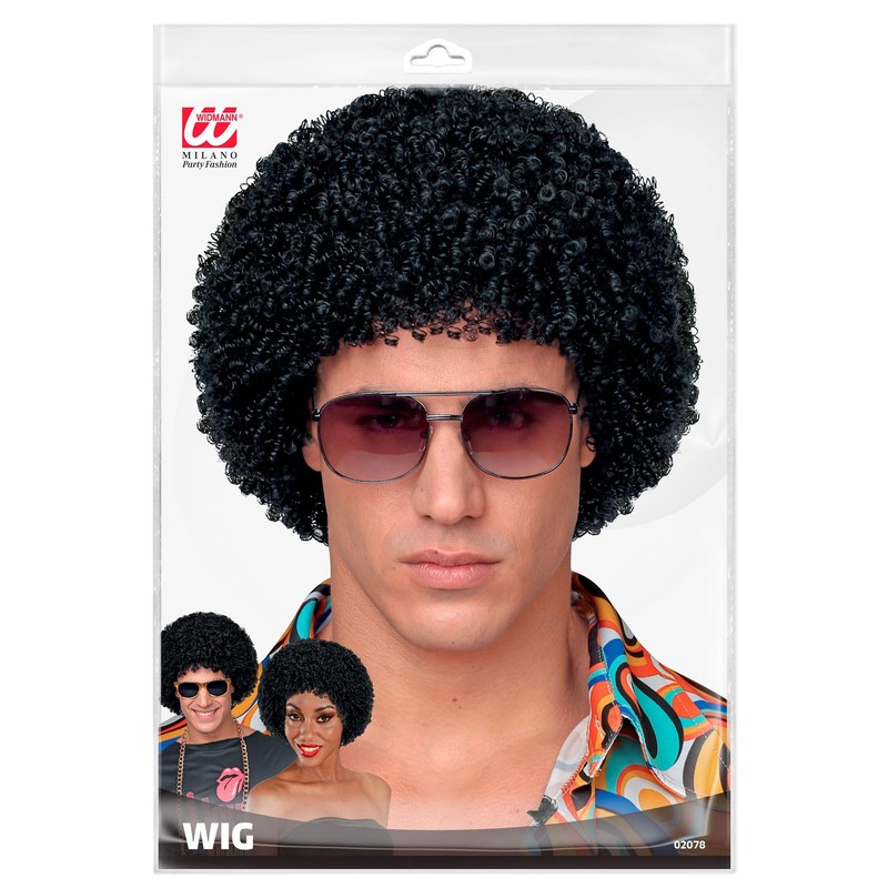 Black 70S Disco Wig 70S Fancy Dress Costume Accessory Retro