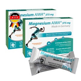 T&D Magnesium Stick Pack 375 mg, No Water, 40 Servings, Easy to Use Powder Sachets, Orange Flavour with Direct Micro-Pellets, Supports Muscle Function and Energy