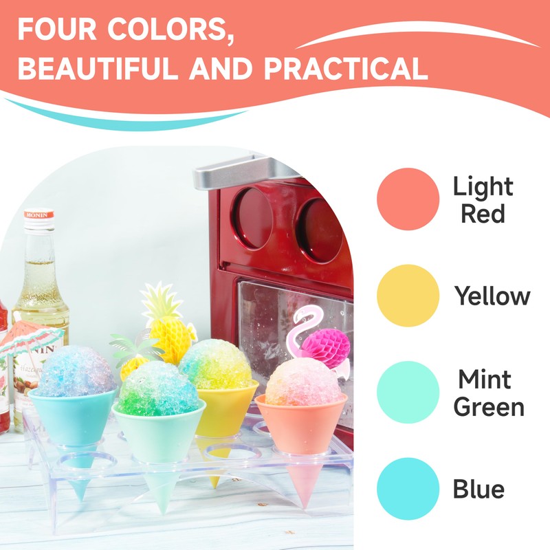 LUVCOSY 8-Pack Reusable Plastic Snow Cone Cups, Compatible with Nostalgia
