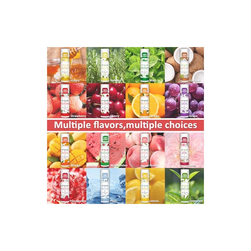 VISRIE- Paquete de 32 bálsamos labiales, bálsamo labial natural a