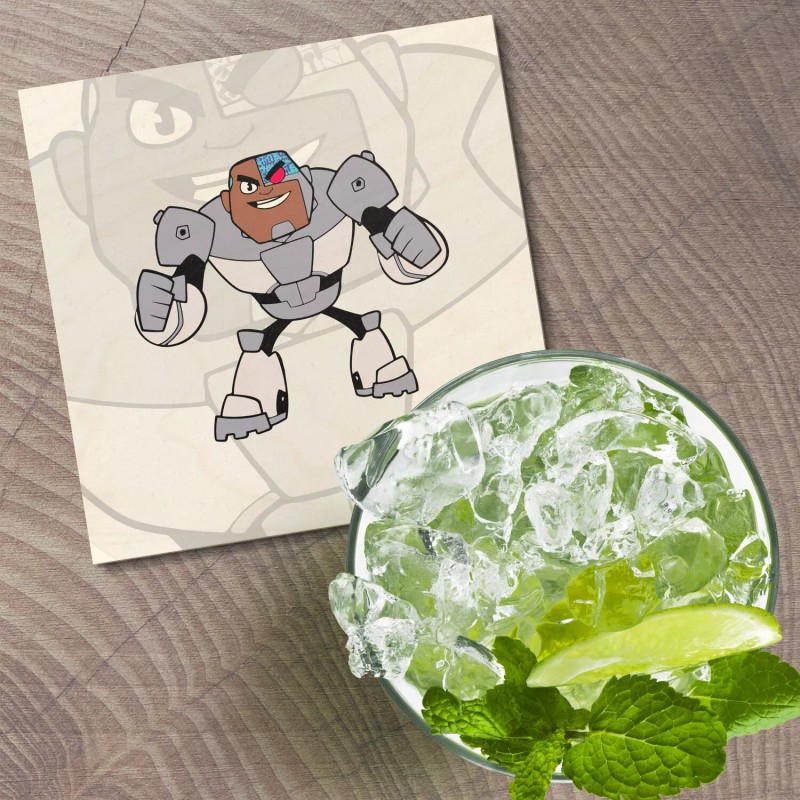 Unbranded Teen Titans Cartoon Cyborg 4'' X 4'' Square Wooden