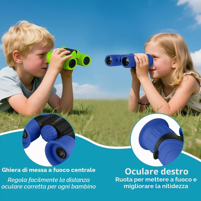 AYESY Binocolo per Bambini, Portatile Binocolo Set con Lente di