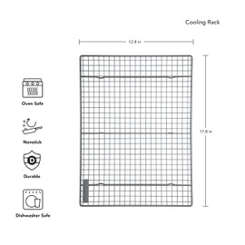 KitchenAid Nonstick Steel Cooling/Baking Rack, 12.5x17.75-Inch, Silver