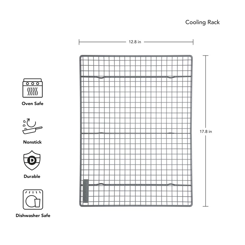 KitchenAid Nonstick Steel Cooling/Baking Rack, 12.5x17.75-Inch, Silver