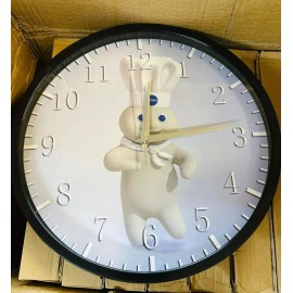 Black Frame Pillsbury Doughboy Black Frame Wall Clock Nice For Decor or Gifts