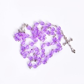 WHLHMK Rosary Beads for Women, Purple Rosary with Heart Leather Pouch, Anglican Prayer Beads Catholic Gifts