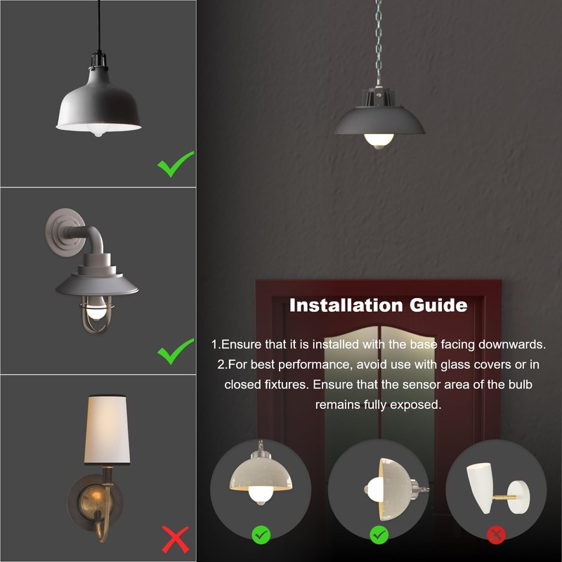 ORALUCE Motion Sensor Light Bulbs Indoor Outdoor 60 watt Equivalent,