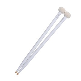 2Pcs Drum Mallet Kit Non Slip Wooden Handle Felt Head Drum Sticks For Bass Drums Timpani Snare Drums(White) Performance Accessory