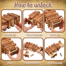 4 Pcs Secret Puzzle Box for Adults Puzzle Boxes with Compartments Secret Puzzle Drawer Wooden Box Game for Adults and Teens (Classic Style)