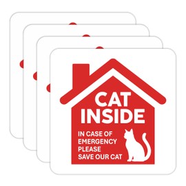 Sticky Expressions | Cat Inside Sticker (4 Pack), Size 3.5x3.5 – Durable, Waterproof, Strong Adhesive Cat Inside Emergency Sticker for Door and Windows