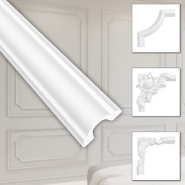 HEXIM Stucco Decoration Made of HDPS/PU White - Stucco Frame Wall Decoration Picture Frame - HCR Wall Strips (10 Metres HCR518) Stucco Ceiling Picture Frame Cashier Baroque
