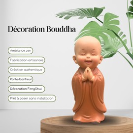 Zen'Light Statuette Baby Bonze Prior - Adorable Spiritual Presence to Light Up Your Room - Charming Lucky Charm for a Touch of Serenity - Zen Ambience - Height 8.5 cm