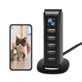 XCOUI Security Camera Indoor, Nanny Cam with 1080P HD Motion Detection WiFi Real-Time Mini Cameras with 5-Port Charger, Surveillance Cams for Home Office