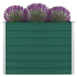 HANJIEFACAI Garden Beds Outdoor Planter BoxRaised Garden Bed 39.4"x39.4"x30.3" Galvanized Steel Greenfor Vegetables, Fruits and Flowers