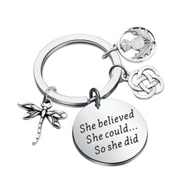 Lywjyb Birdgot TV Show Inspired Gift Scottish Thistle Dragonfly Charm Keychain Inspirational Gift for Movie Fans (Believed Dragonfly ky CA)