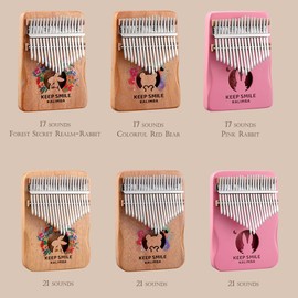 Kalimba Thumb Piano, 21 Keys/17 Keys Finger Piano, Portable Musical Instrument for Beginners, Music Gifts for Music Lovers (Habbit, Small)