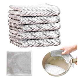 HLMYER 5 PCS Multipurpose Wire Dishwashing Rags for Wet and Dry,Reusable Wire Dishwashing Rags for Wet and Dry,Non-Scratch Scouring Cloths,Wire Cleaning Cloths for Kitchen Cars and Vegetables